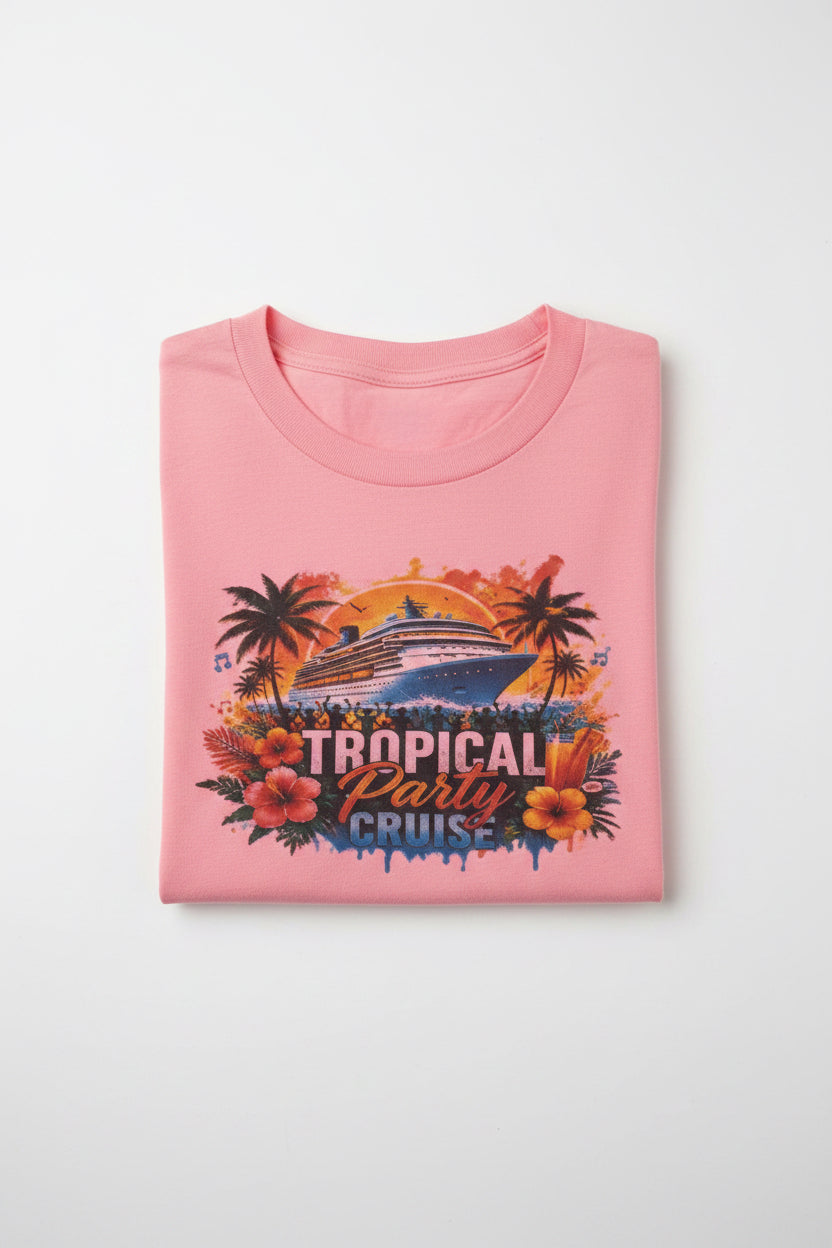 Tropical Party Cruise Neon Pink Women's T-Shirt The Bargains Basement
