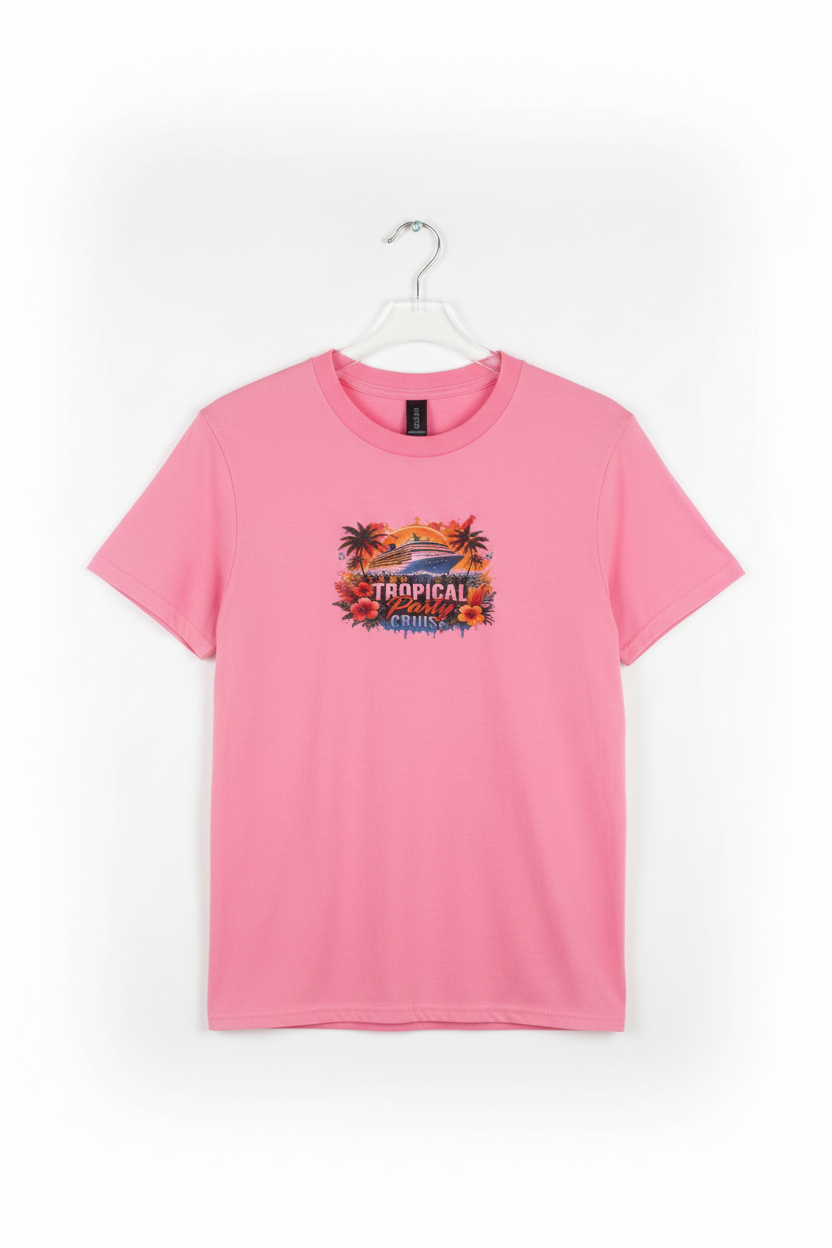 Tropical Party Cruise Neon Pink Women's T-Shirt The Bargains Basement