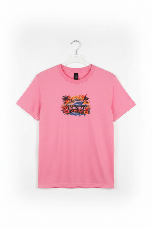 Tropical Party Cruise Neon Pink Women's T-Shirt The Bargains Basement