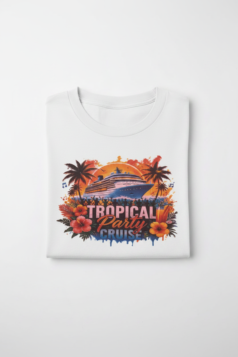 Tropical Party Cruise Neon Pink Women's T-Shirt The Bargains Basement