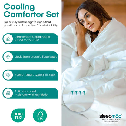 Cooling Comforter Set – Temperature-Regulating Eucalyptus Silk Comforter & Pillow Shams - The Bargains Basement