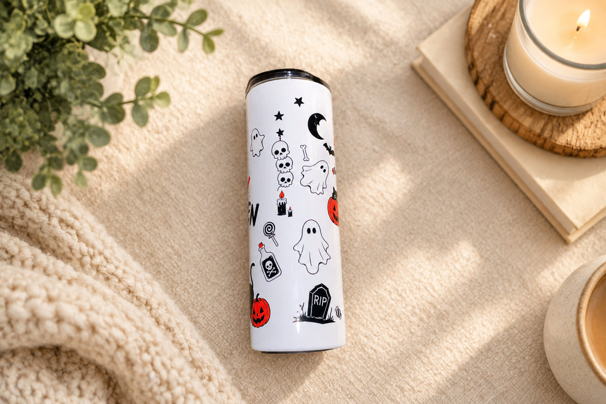 Happy Halloween 20oz Skinny Tumbler – Handmade Halloween Drinkware The Bargains Basement