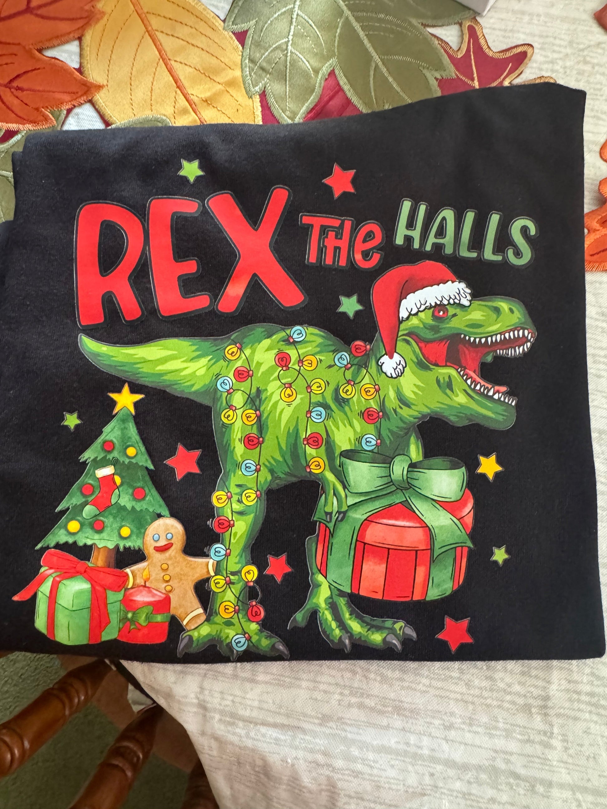 Rex the Halls Youth Christmas T-Shirt | Handmade Kids Holiday Tee The Bargains Basement