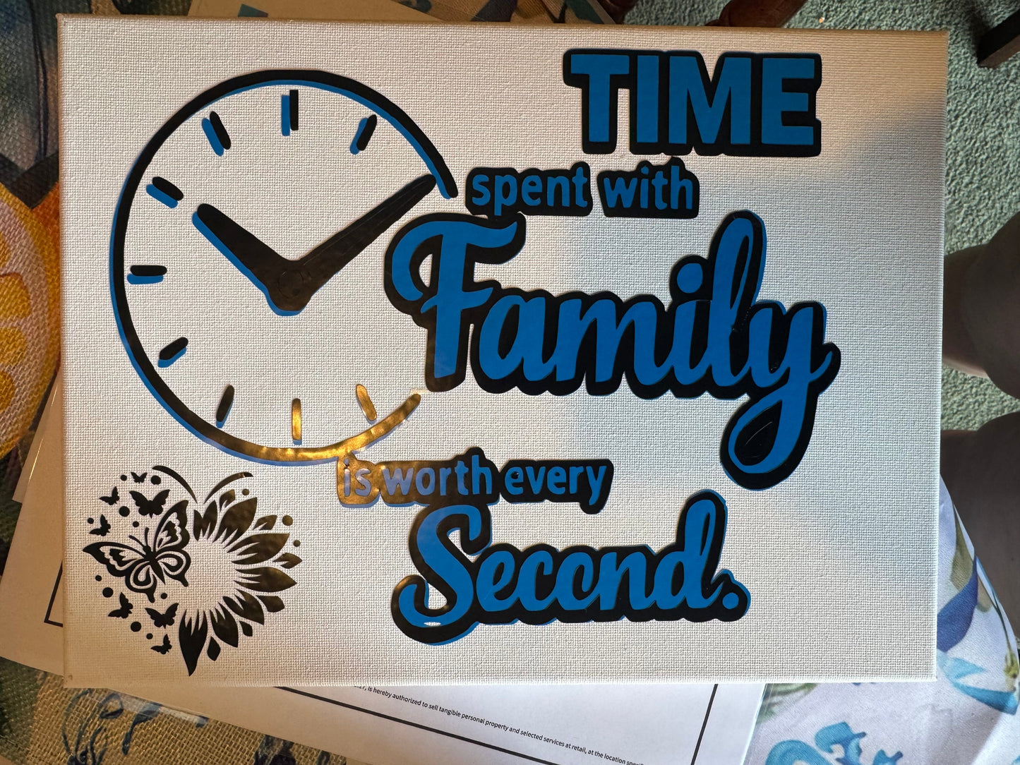 Time Spent with Family Is Worth Every Second — Handmade 8x10 Canvas Sign The Bargains Basement