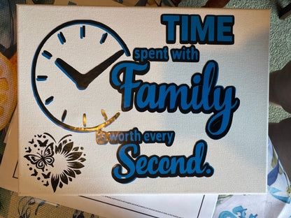 Time Spent with Family Is Worth Every Second — Handmade 8x10 Canvas Sign The Bargains Basement