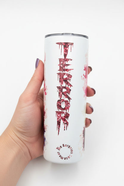 Horror Icons Stainless Steel Tumbler with Straw — Full Wrap Front & Back-handmade The Bargains Basement
