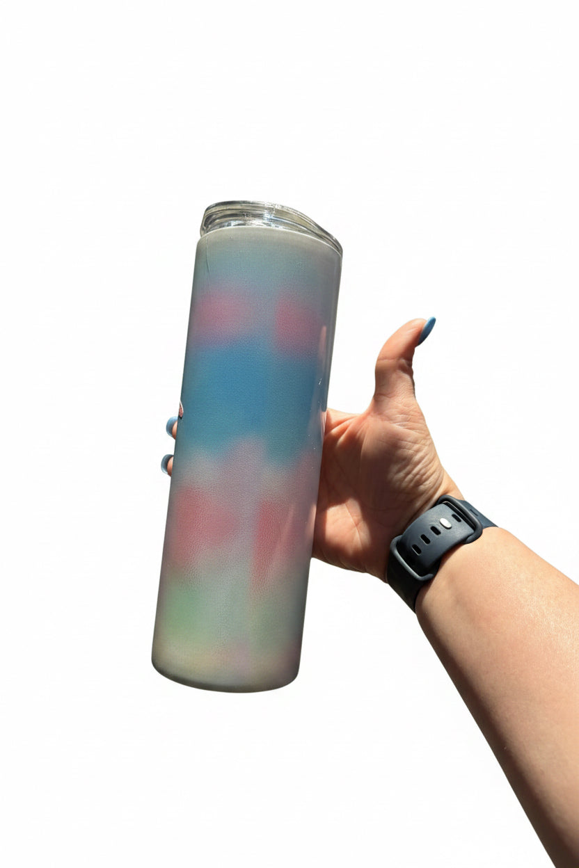 Enjoy the Little Things – Handmade Holographic Frosted Glass Tumbler The Bargains Basement