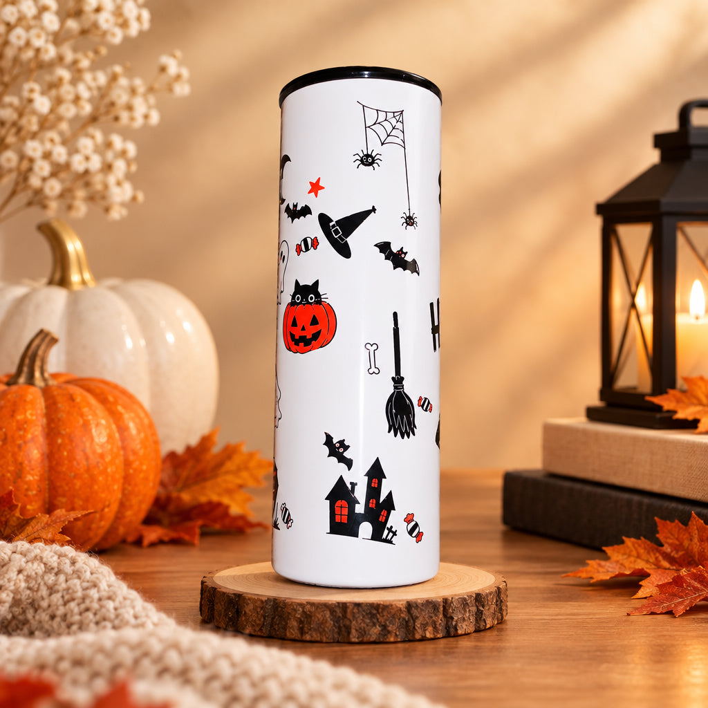 Happy Halloween 20oz Skinny Tumbler – Handmade Halloween Drinkware The Bargains Basement