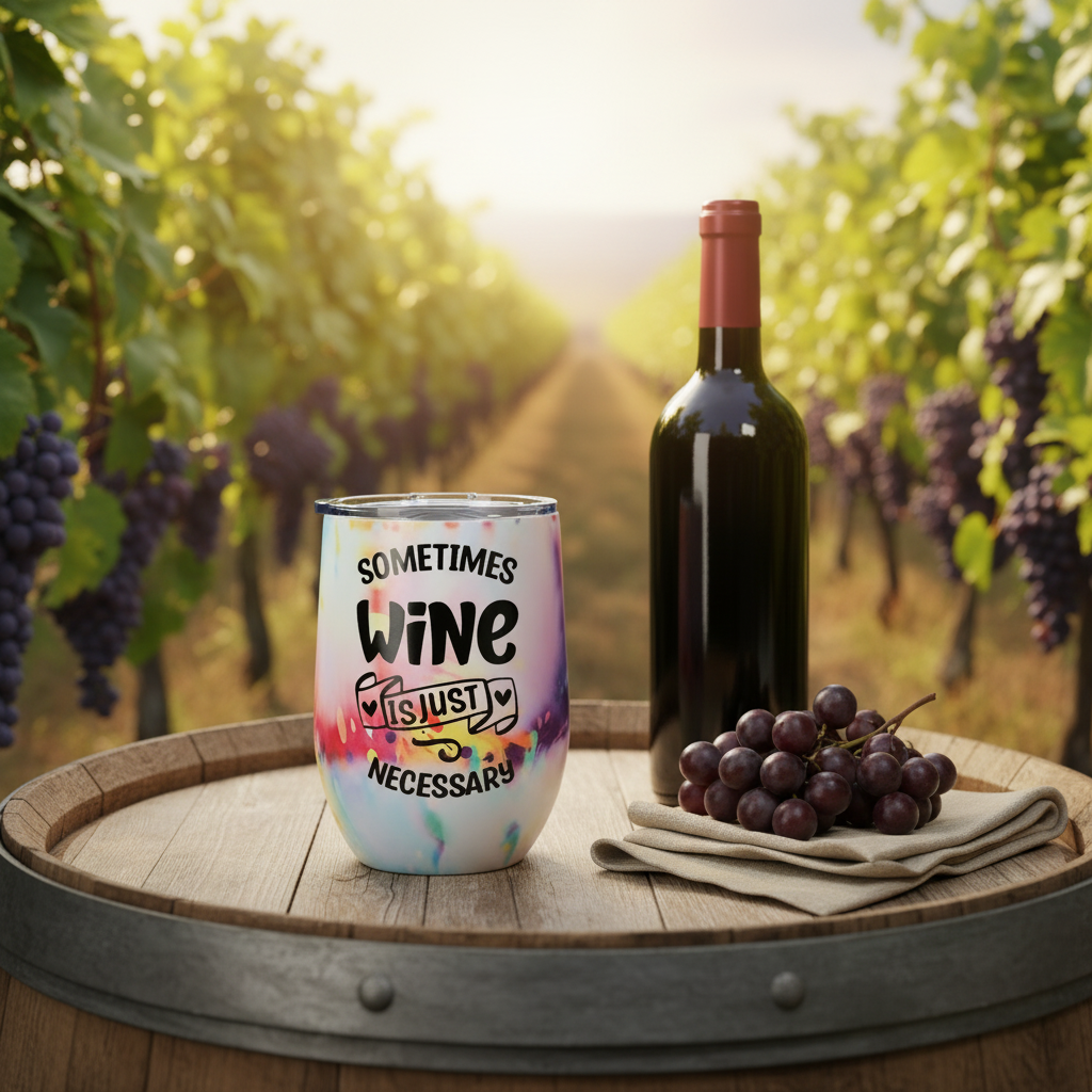 Sometimes Wine Is Just Necessary — Handmade 12 oz Tumbler The Bargains Basement