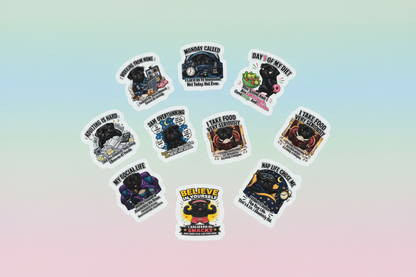 Sunny Boy Sticker Sheet – Black Pug Humor Series The Bargains Basement