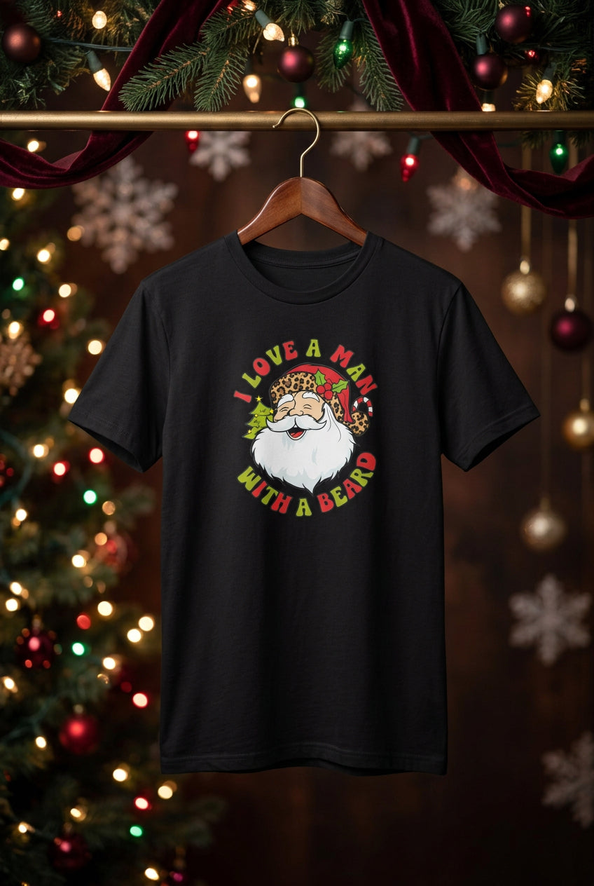 I Love a Man With a Beard Santa T-Shirt – Medium The Bargains Basement