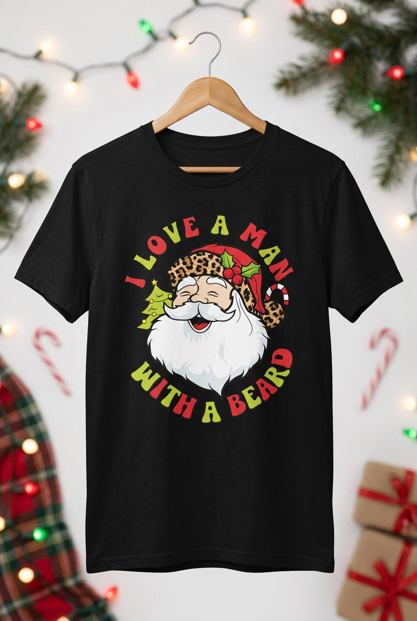I Love a Man With a Beard Santa T-Shirt – Medium The Bargains Basement