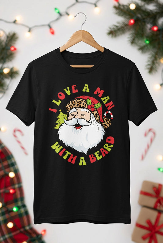 I Love a Man With a Beard Santa T-Shirt – Medium The Bargains Basement