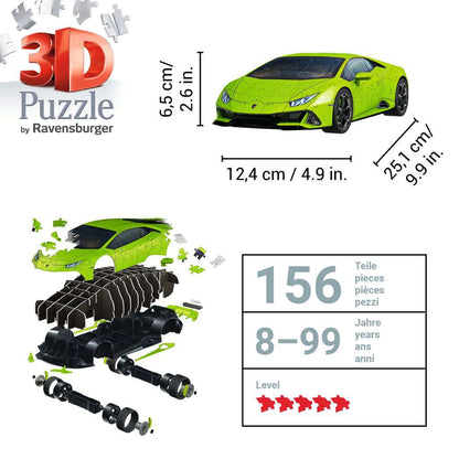Lamborghini Huracán EVO Green 156 Piece 3D Jigsaw Puzzle Ravensburger Puzzle Merchant
