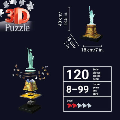 Light-Up Statue of Liberty 120 Piece 3D Jigsaw Puzzle Ravensburger Puzzle Merchant