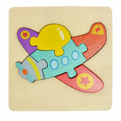 Montessori Wooden Cartoon Animal Puzzles – Early Learning Toy Set
