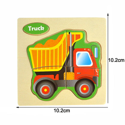 Montessori Wooden Cartoon Animal Puzzles – Early Learning Toy Set