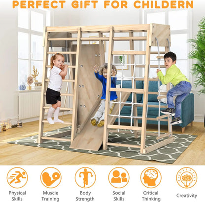 Indoor Jungle Gym for Kids – Climbing Playset with Slide and Foldable Design