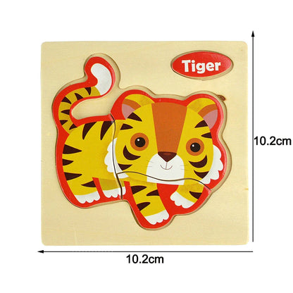 Montessori Wooden Cartoon Animal Puzzles – Early Learning Toy Set