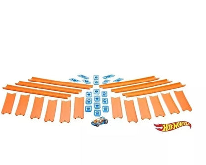 Hot Wheels Track Builder Straight Track with Car, 15 Feet