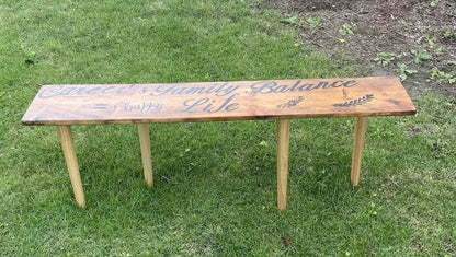 Handmade Wood Bench “ Decorative  “Career & Family Balance = Happy Life - The Bargains Basement