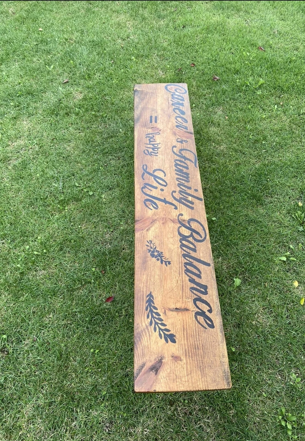 Handmade Wood Bench “ Decorative  “Career & Family Balance = Happy Life