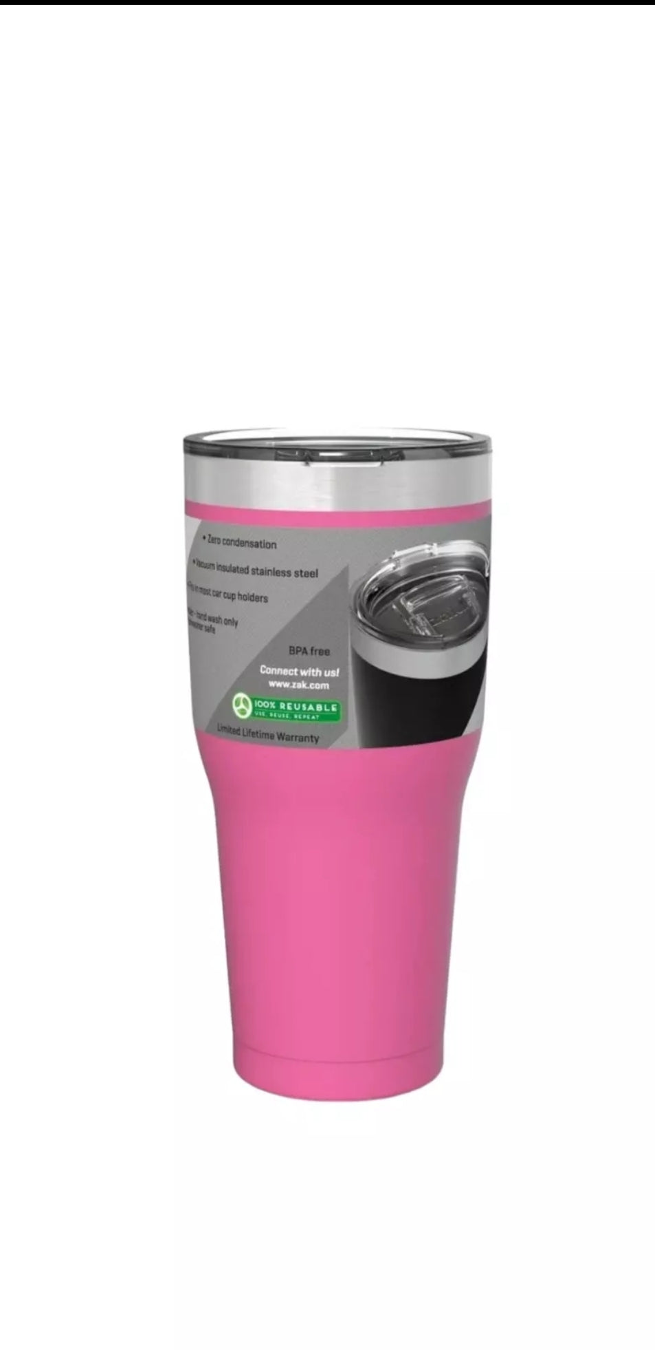 Zak Black Insulated Tumbler 30oz Pink