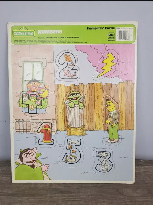 Vintage Golden Sesame Street Numbers Neighborhood Frame Tray Puzzle VTG 1988