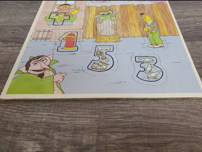 Vintage Golden Sesame Street Numbers Neighborhood Frame Tray Puzzle VTG 1988