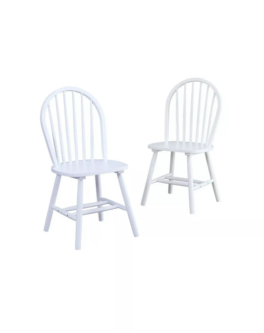 Autumn Lane Windsor Solid Wood Dining Chairs, Set of 2, Solid White NEW