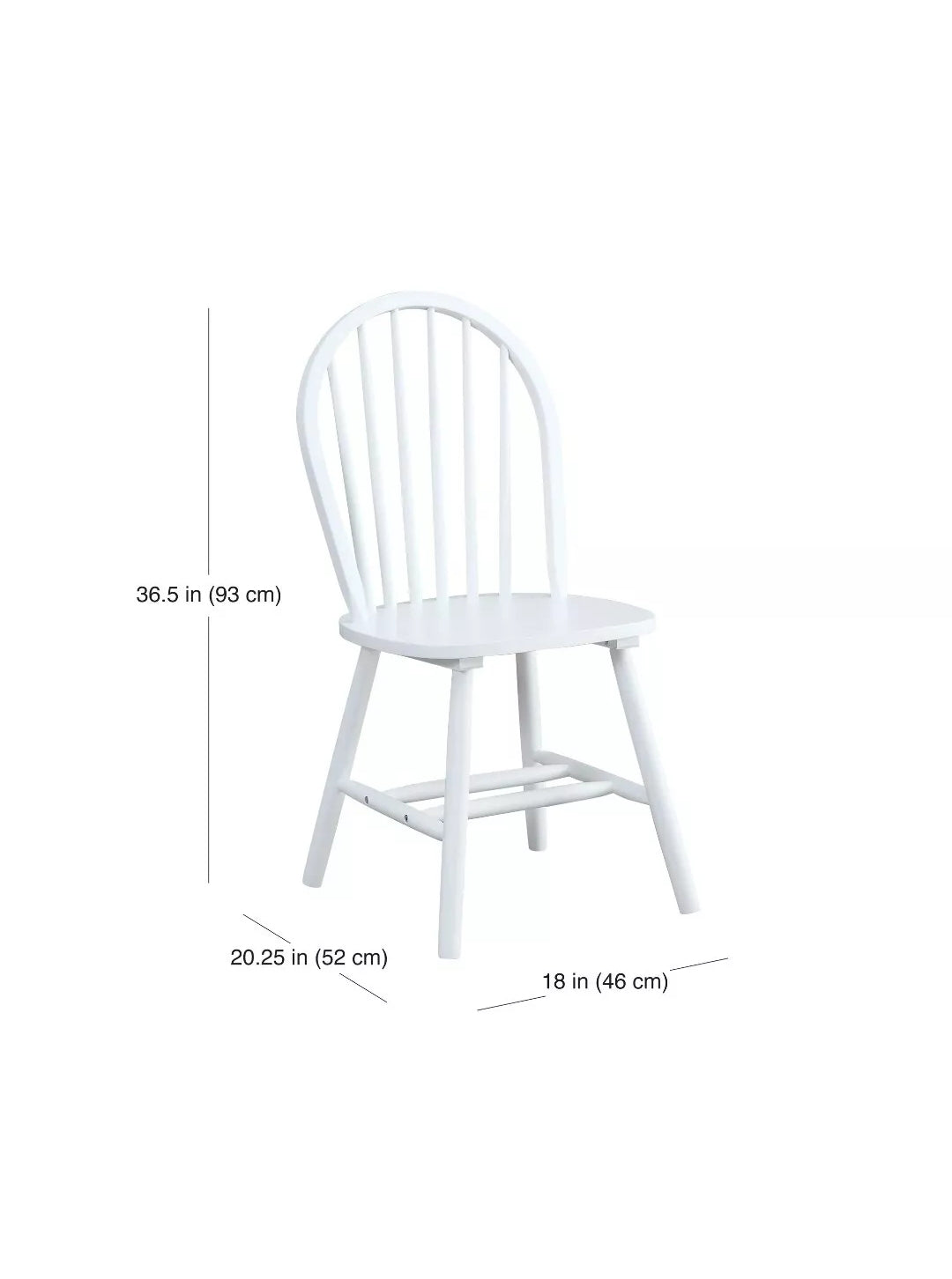 Autumn Lane Windsor Solid Wood Dining Chairs, Set of 2, Solid White NEW