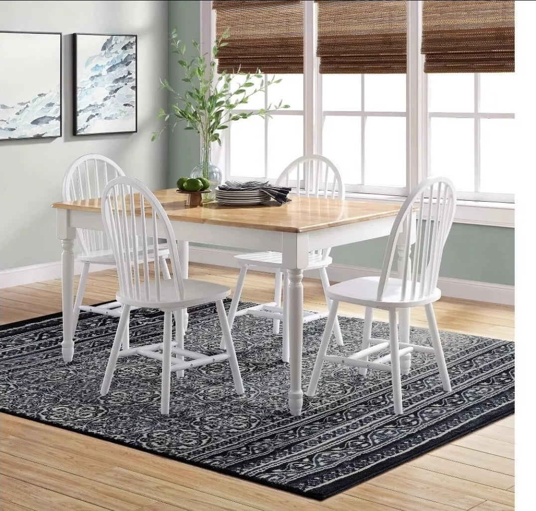 Autumn Lane Windsor Solid Wood Dining Chairs, Set of 2, Solid White NEW