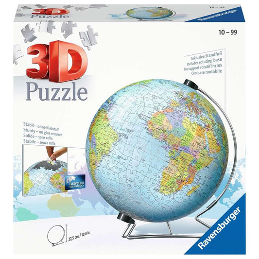 World Globe with Stand 550 Piece 3D Jigsaw Puzzle Ravensburger Puzzle Merchant