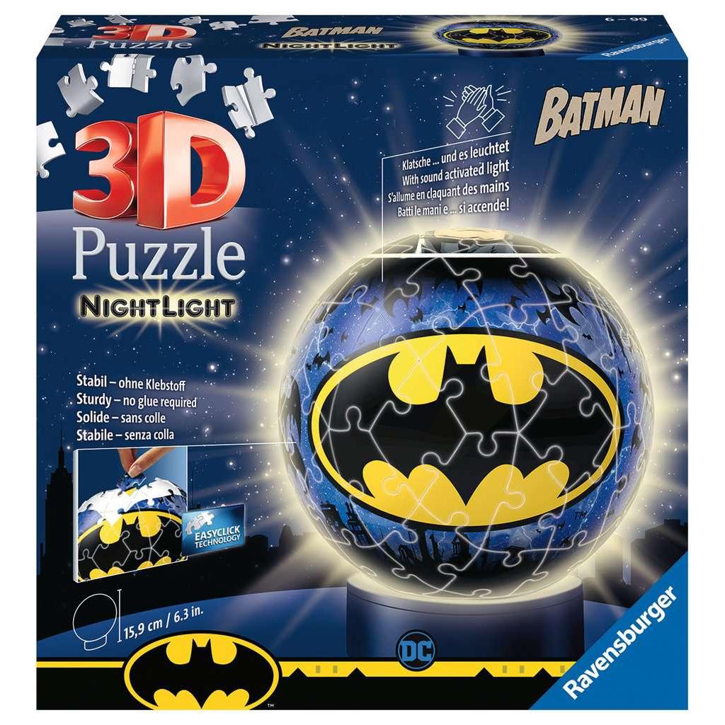 Batman Nightlight Ball 74 Piece 3D Jigsaw Puzzle Ravensburger - The Bargains BasementBatman Nightlight Ball 74 Piece 3D Jigsaw Puzzle Ravensburger