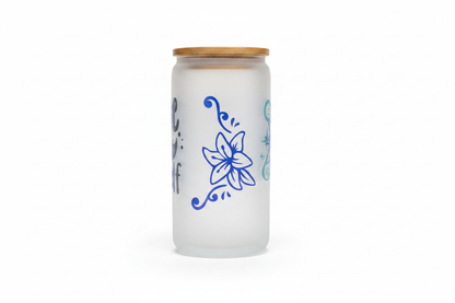 Take Time For Yourself – Handmade Frosted Glass Tumbler with Bamboo Lid The Bargains Basement
