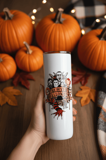 Boys of Halloween Double-Sided Stainless Steel Tumbler with Straw | 20oz Halloween Drinkware - The Bargains BasementBoys of Halloween Double-Sided Stainless Steel Tumbler with Straw | 20oz Halloween Drinkware