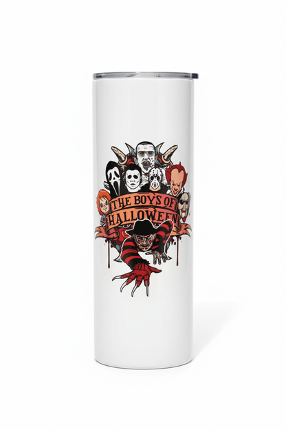 Boys of Halloween Double-Sided Stainless Steel Tumbler with Straw | 20oz Halloween Drinkware - The Bargains BasementBoys of Halloween Double-Sided Stainless Steel Tumbler with Straw | 20oz Halloween Drinkware
