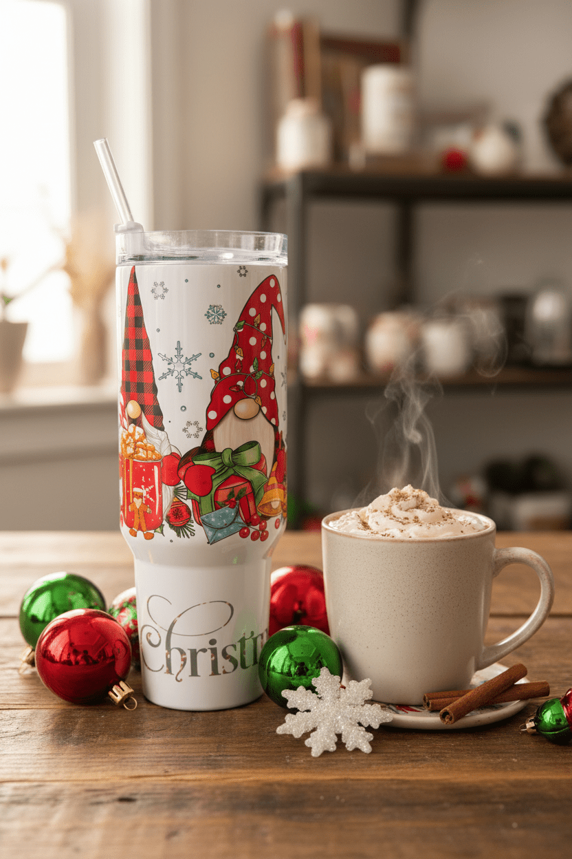 Christmas Gnome 40oz Tumbler with Handle - The Bargains BasementChristmas Gnome 40oz Tumbler with Handle