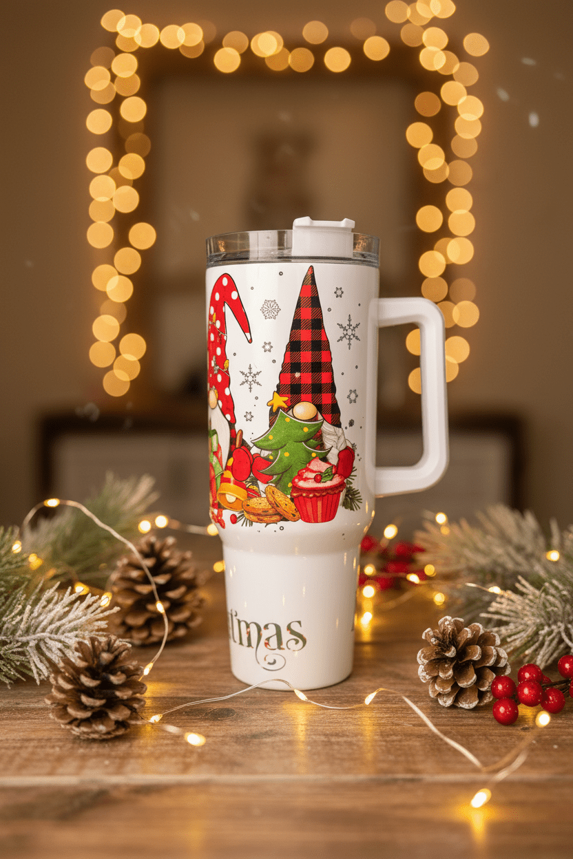 Christmas Gnome 40oz Tumbler with Handle - The Bargains BasementChristmas Gnome 40oz Tumbler with Handle