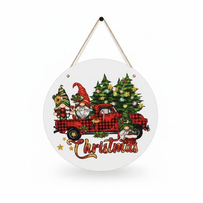 Christmas Gnomes Red Truck Round Metal Sign – 10 Inch Hanging Wall Decor - The Bargains BasementChristmas Gnomes Red Truck Round Metal Sign – 10 Inch Hanging Wall Decor