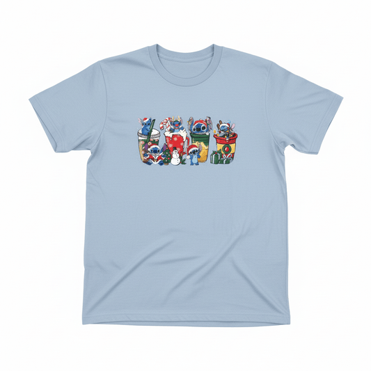 Christmas Stitch Holiday Cups Graphic T-Shirt | Handmade Holiday Tee- large - The Bargains BasementChristmas Stitch Holiday Cups Graphic T-Shirt | Handmade Holiday Tee- large