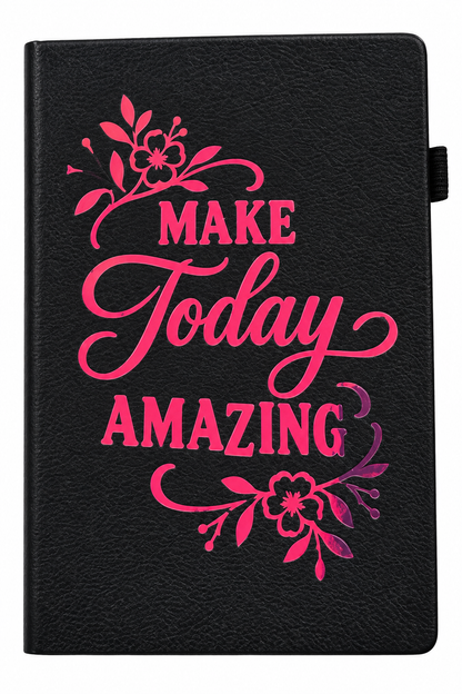 Close view of pink floral journal cover