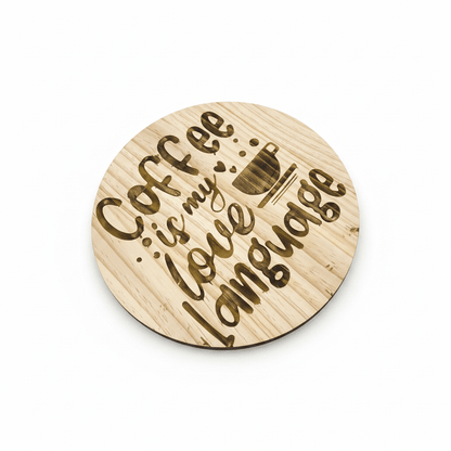 Coffee Is My Love Language – 12" Round Wood Burned Sign - The Bargains BasementCoffee Is My Love Language – 12" Round Wood Burned Sign