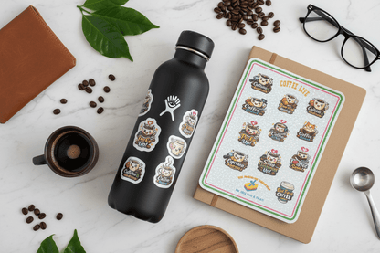 Coffee Life Vinyl Sticker Sheet – 10 Holographic Waterproof Stickers - The Bargains BasementCoffee Life Vinyl Sticker Sheet – 10 Holographic Waterproof Stickers