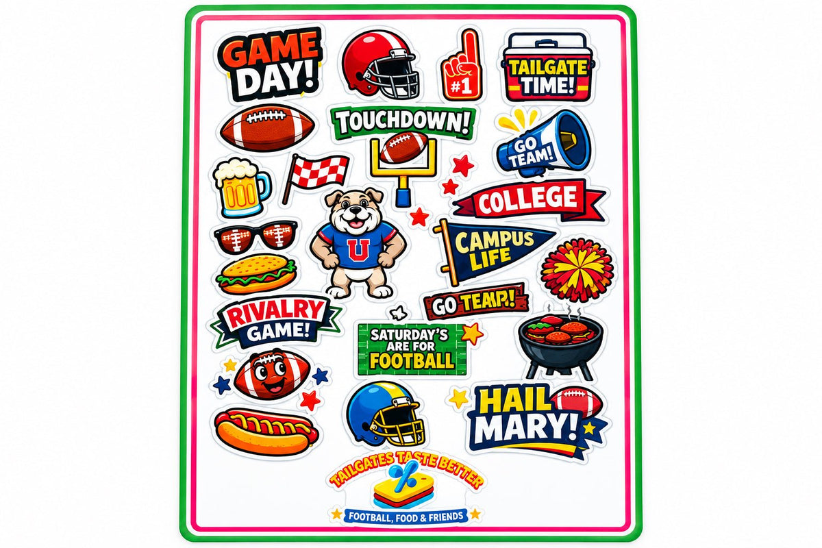 College Football Game Day Sticker Pack-vinyl stickers - The Bargains BasementCollege Football Game Day Sticker Pack-vinyl stickers