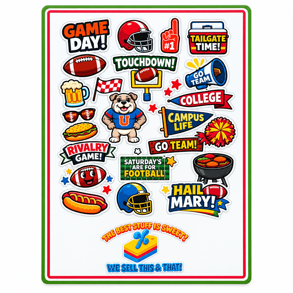 College Football Game Day Sticker Pack-vinyl stickers - The Bargains BasementCollege Football Game Day Sticker Pack-vinyl stickers