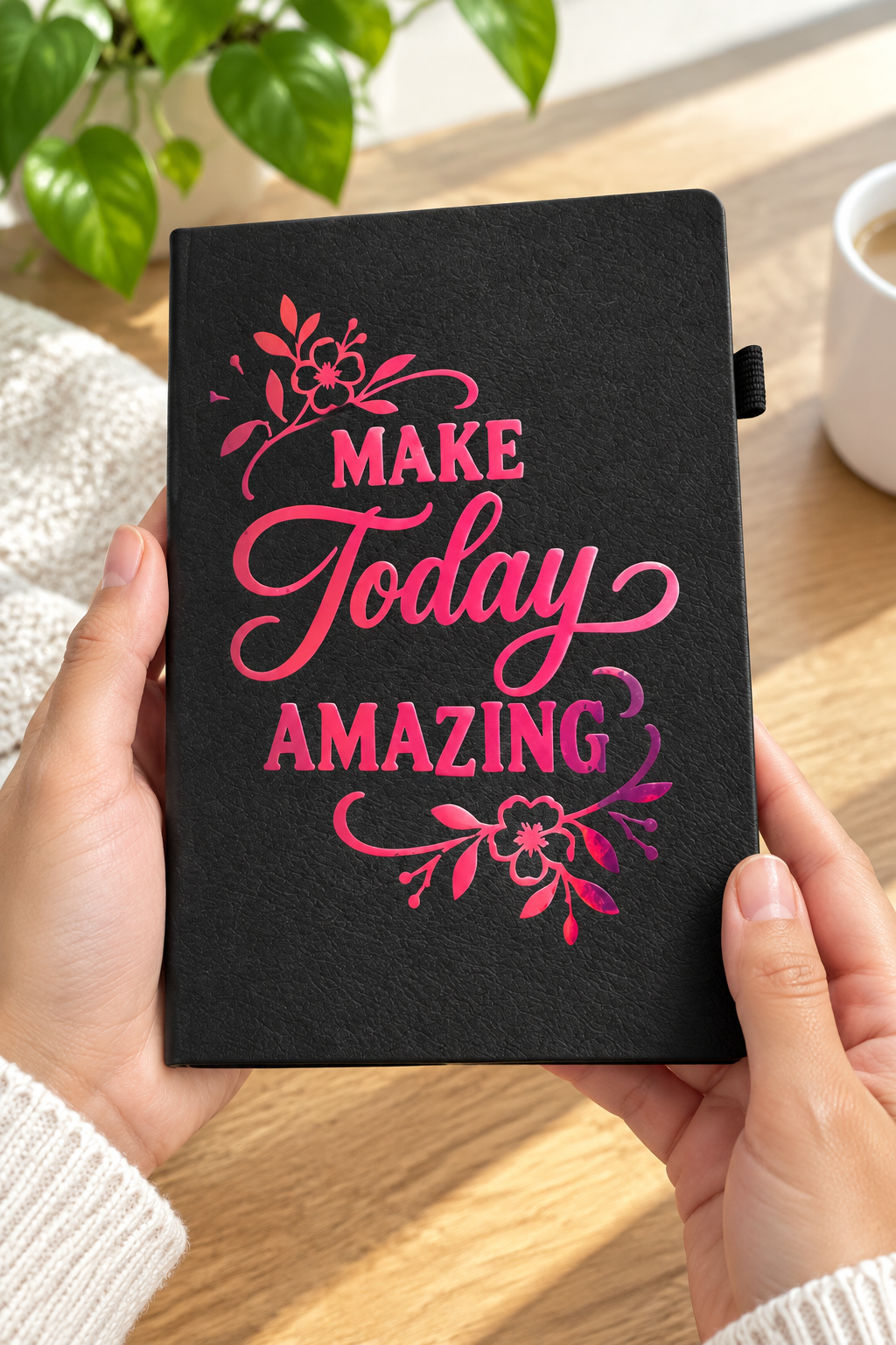 Compact 5x7 journal held in hands