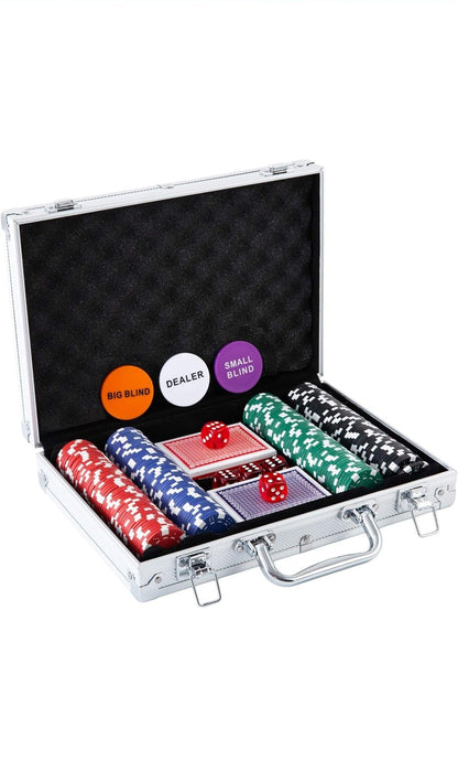 Deluxe Poker Set with Aluminum Case - 200 Chips & Cards - The Bargains BasementDeluxe Poker Set with Aluminum Case - 200 Chips & Cards