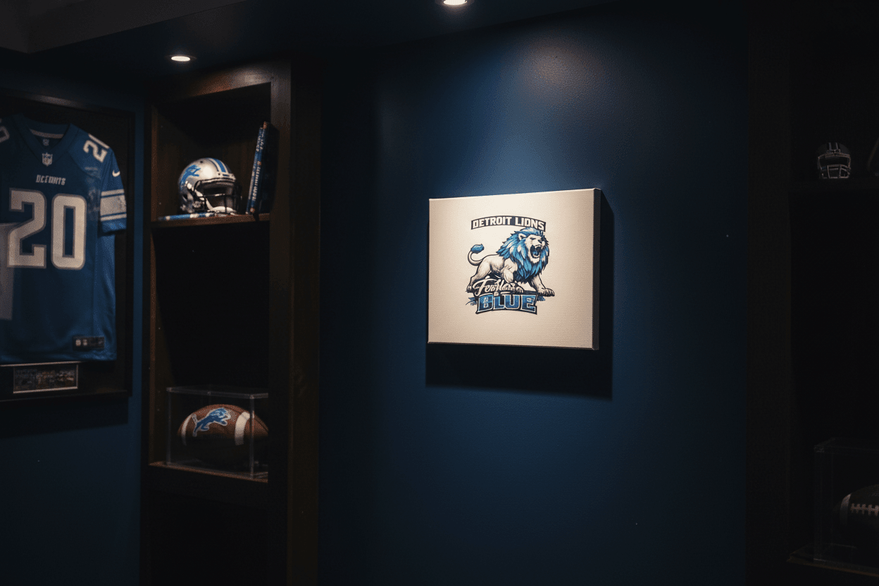 Detroit Lions Fearless & Blue – Handmade 11x14x1 Canvas Sign - The Bargains BasementDetroit Lions Fearless & Blue – Handmade 11x14x1 Canvas Sign