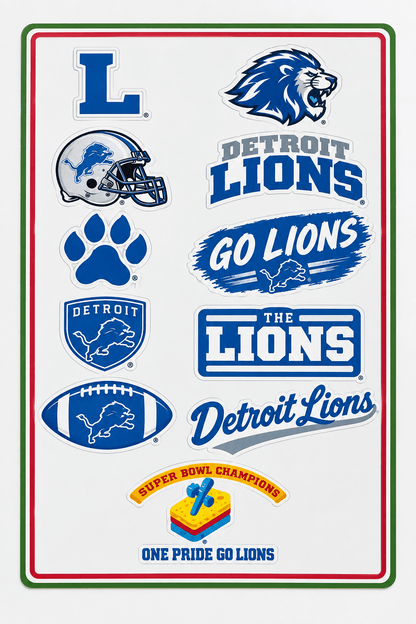 Detroit Lions Vinyl Sticker Sheet – 10 Stickers - The Bargains BasementDetroit Lions Vinyl Sticker Sheet – 10 Stickers